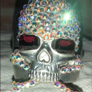 Swarovski Crystal Skull & Bones Wrist Cuff worn 3x